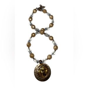 Beautiful  Brown Opal and gold necklace by Kg